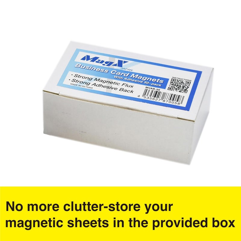 MagX Magnetic Business Card with Adhesive Backing, 3.5 x 2 Inch, 50-pack, Self Adhesive Business Card Magnets, Stationery, Office supply (MVAB-50) - Image 3
